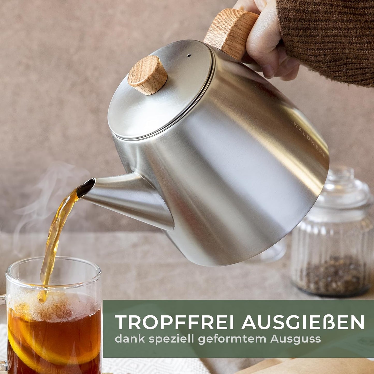 Doppelwandige Teekanne mit Siebeinsatz, Teekanne doppelwandig