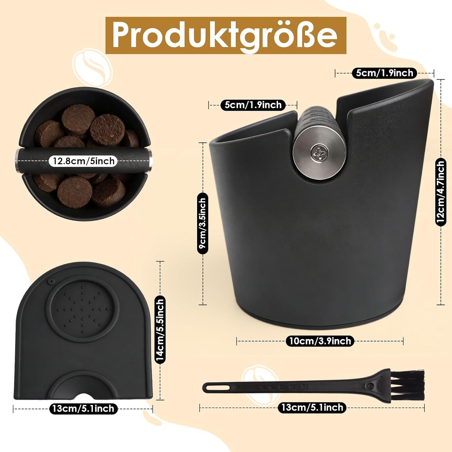 Abklopfbehälter für Siebträger mit Tampermatte