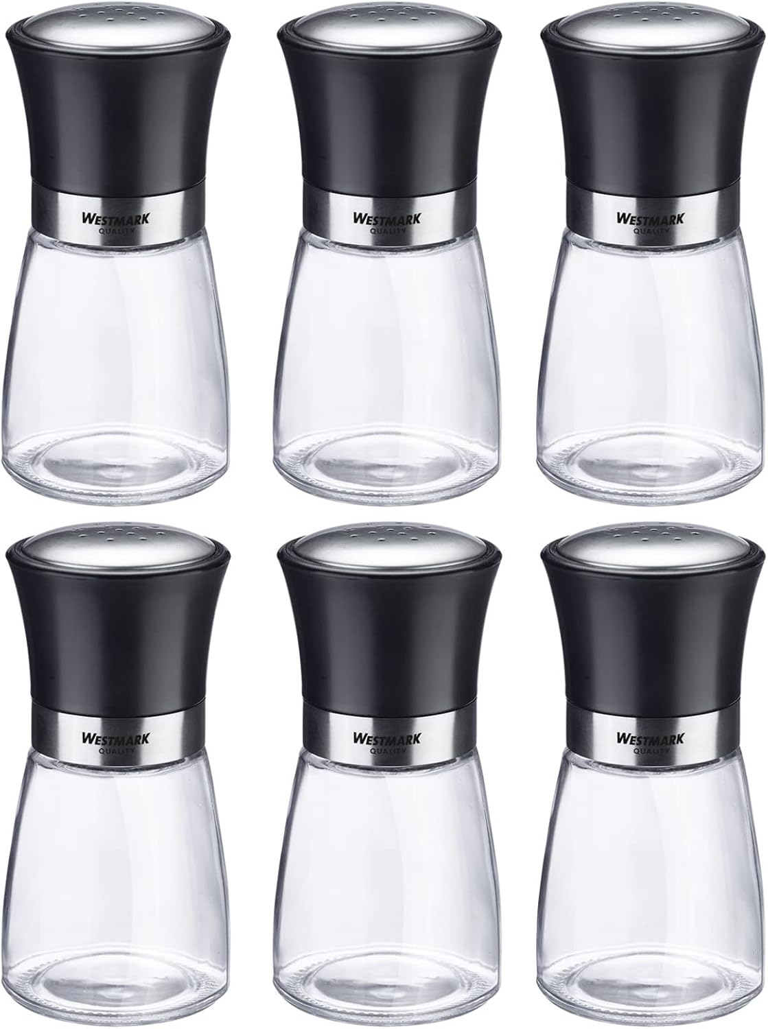 Gewürzstreuer-Display "Blacky", Gewürzstreuer, fein 6 Stück Transparent/Schwarz/Silber