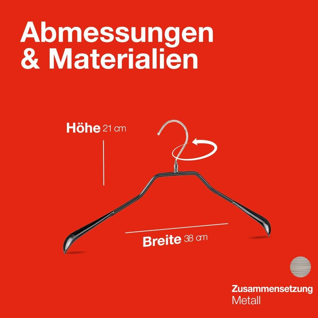 10er-Set Kleiderbügel, Schwarz, 10 Stück 38 CM