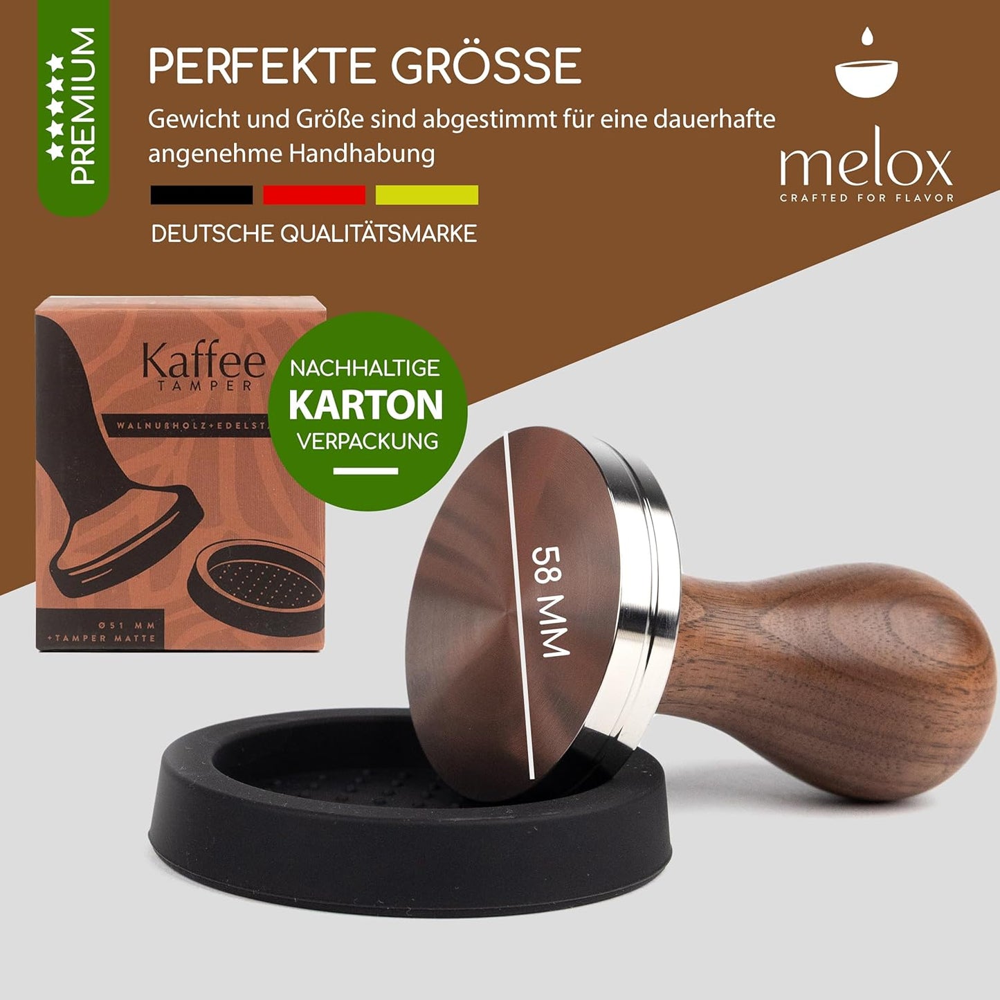Barista Tamper, 58 mm, Walnussholz 58mm
