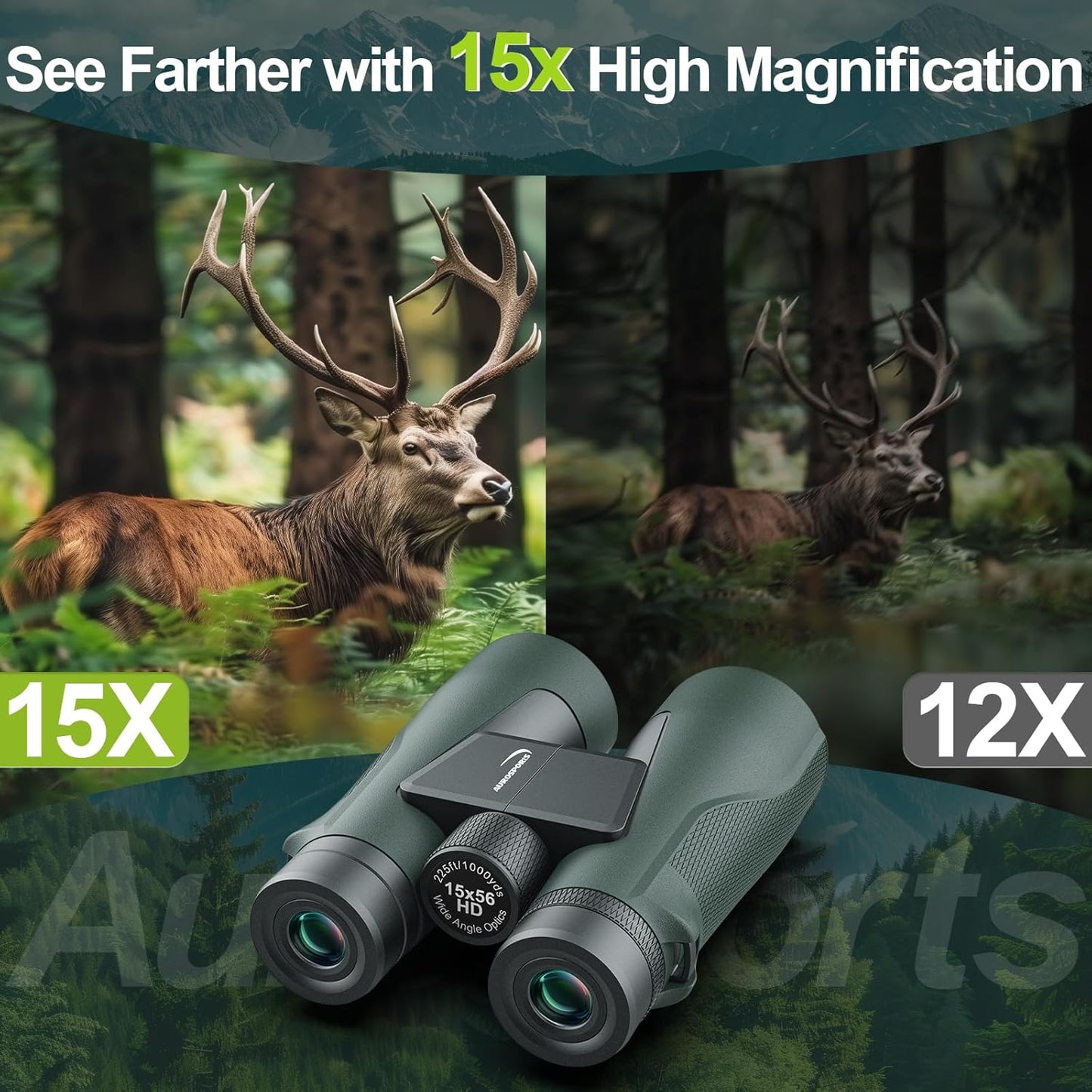15x56 HD Fernglas für Erwachsene, Grün