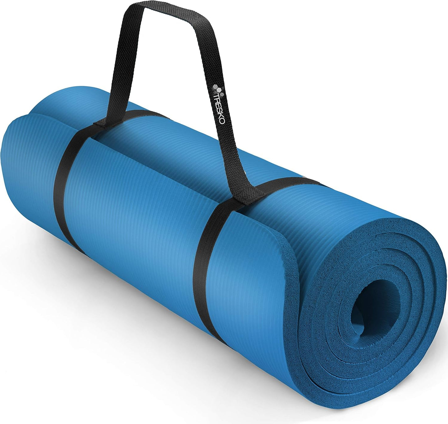 Yogamatte mit Tragegurt, Blau 185 x 60 x 1,0cm