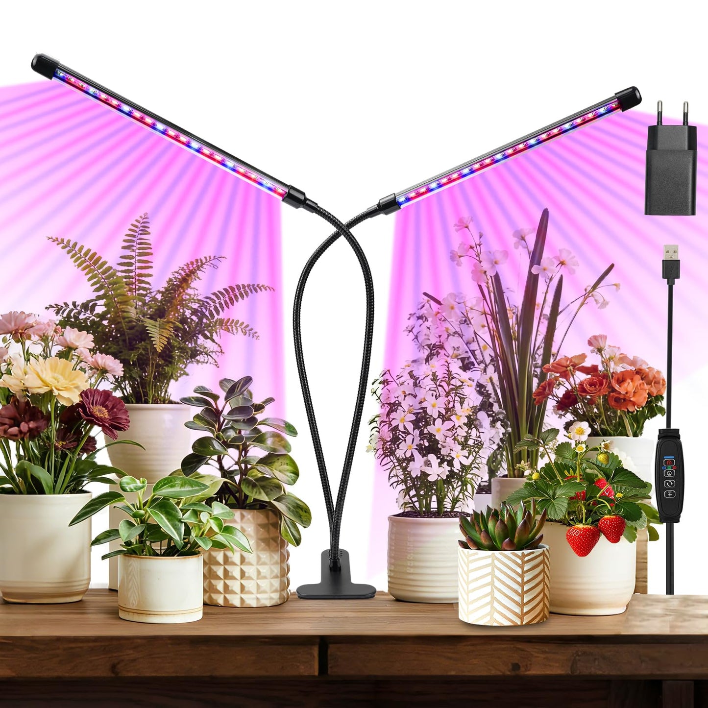 LED Pflanzenlampe Vollspektrum mit Timer & Dimmer, 8 W