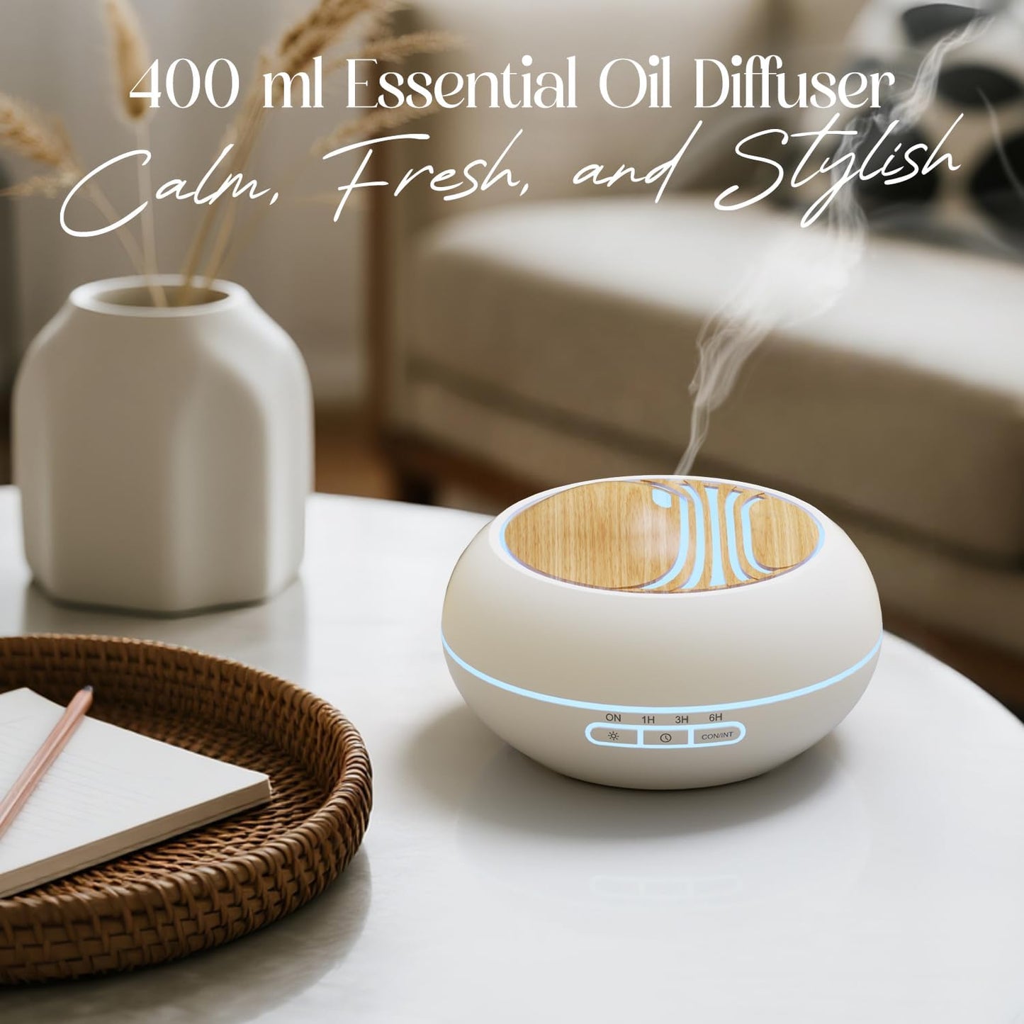 Aroma Diffuser mit RGB Nachtlicht, Weiß 400ML