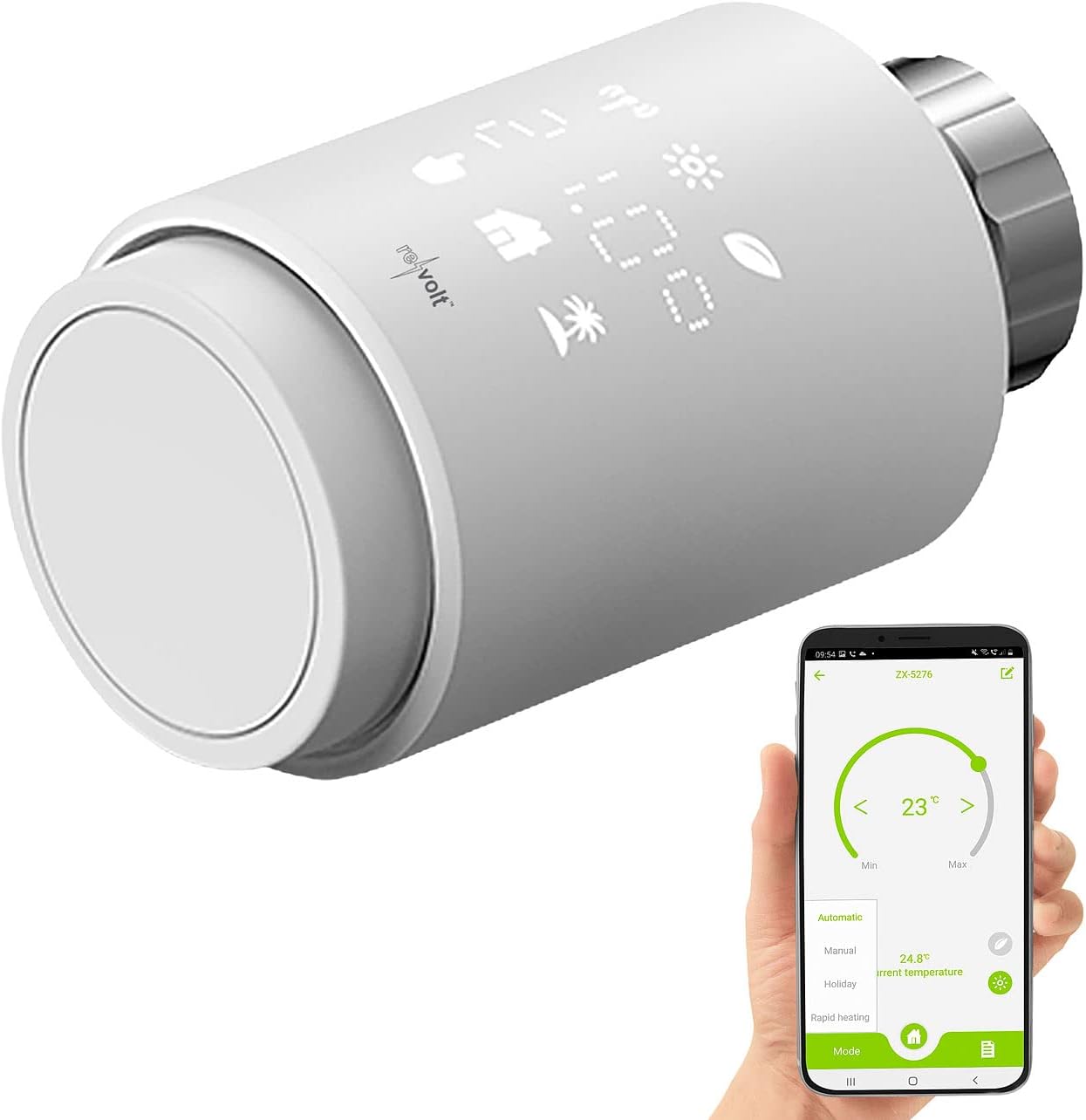 Programmbierbares Heizkörper-Thermostat, Bluetooth & App ; rund, 1er- Set