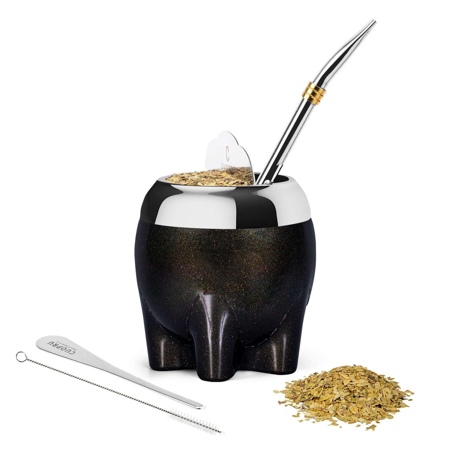 Yerba Mate mit Bombilla, Schwarz