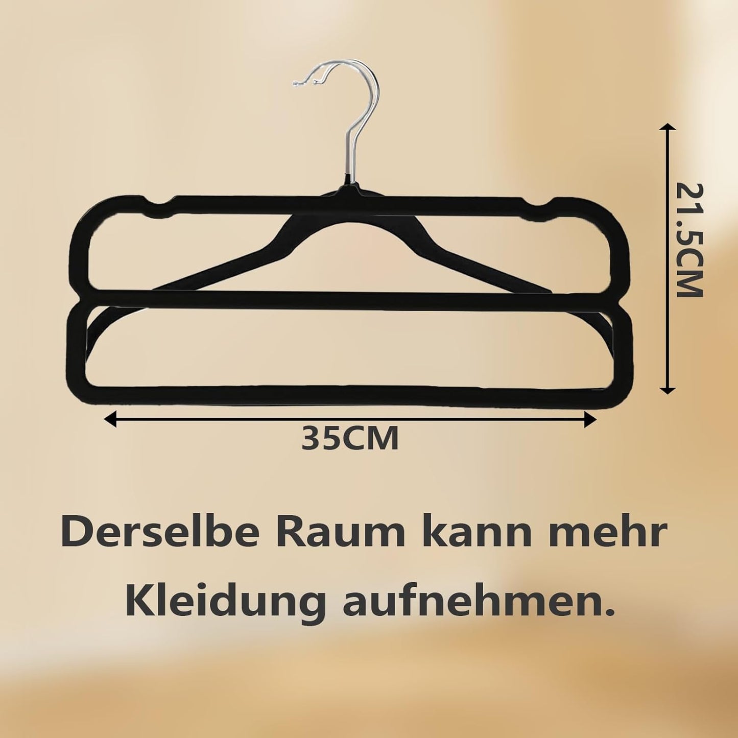 Samt Kleiderbügel-Set für Hosen (10 Stück), Schwarz