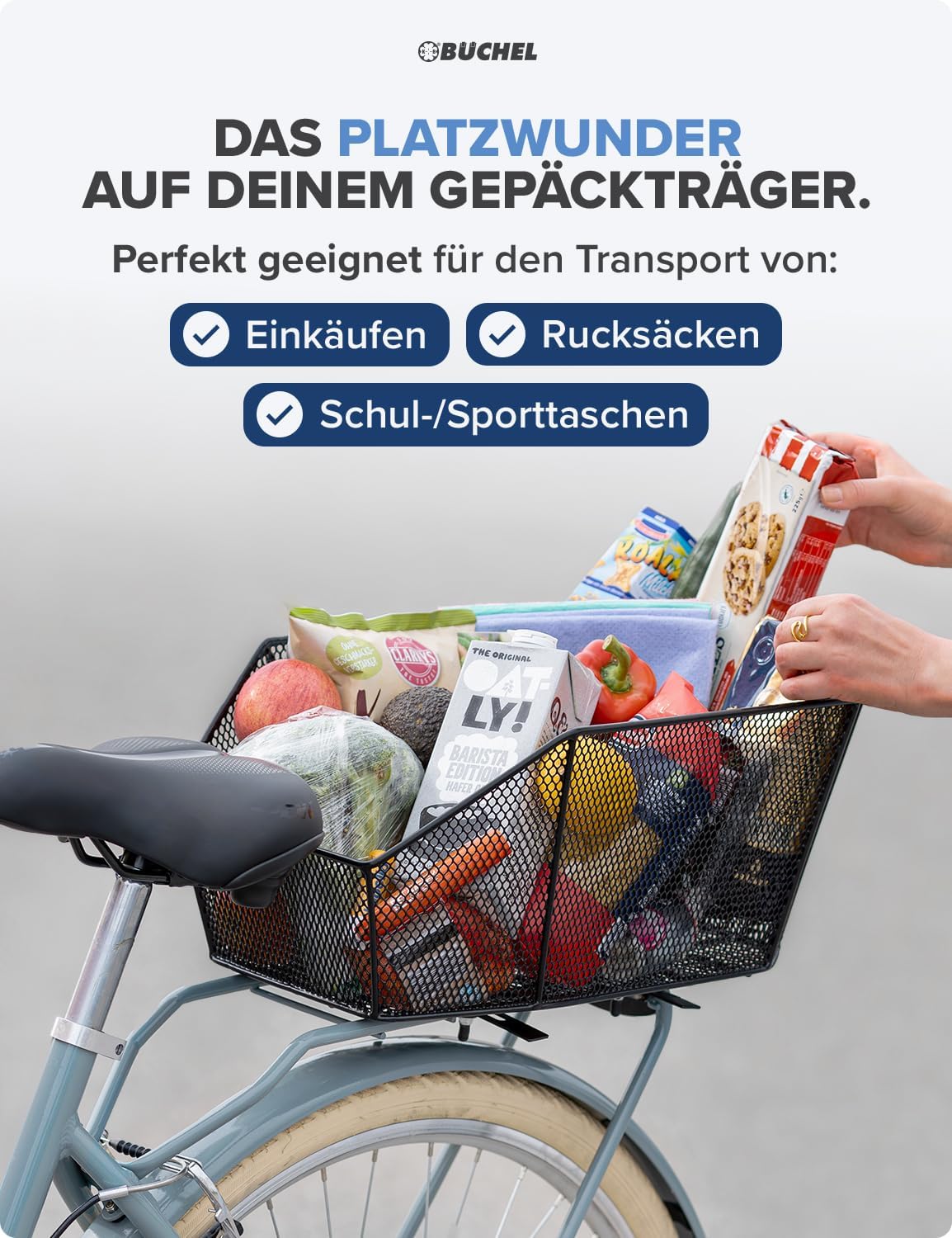 Fahrradkorb Jumbo Pro mit Regenschutz, XXL Jumbo Pro inkl. Regenschutz