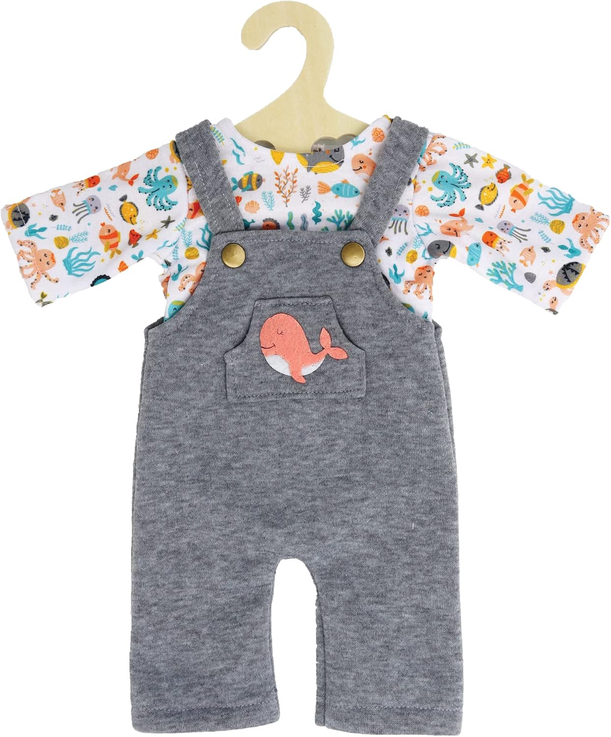Puppenkleidung Set mit Latzhose & T-Shirt (2-teilig)