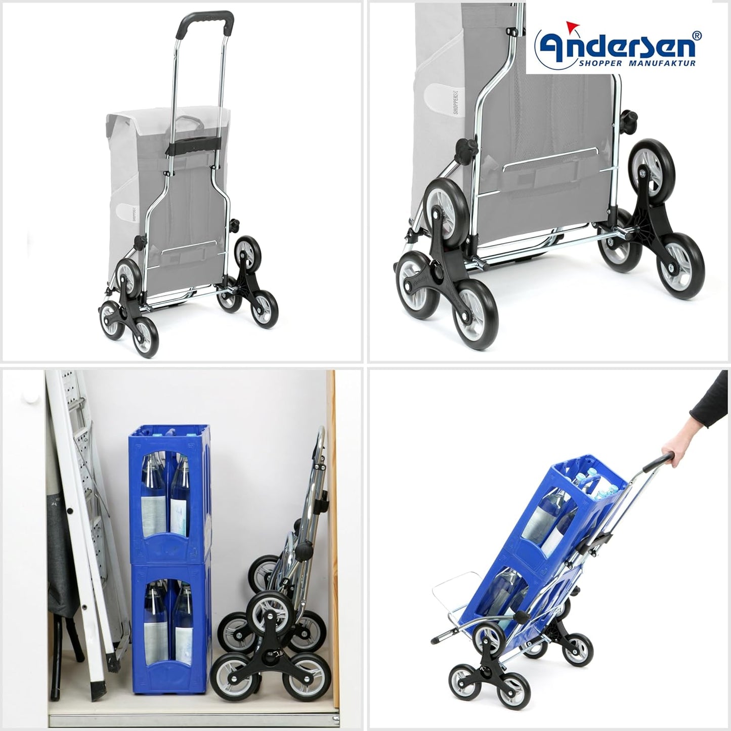 Einkaufstrolley Royal Steel Holly mit Treppensteiger-Funktion (49L), Schwarz
