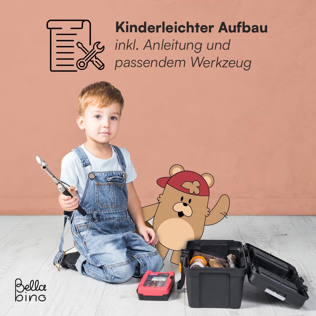 Kinder-Bücherregal mit 4 Fächern, Terrakotta/Natur