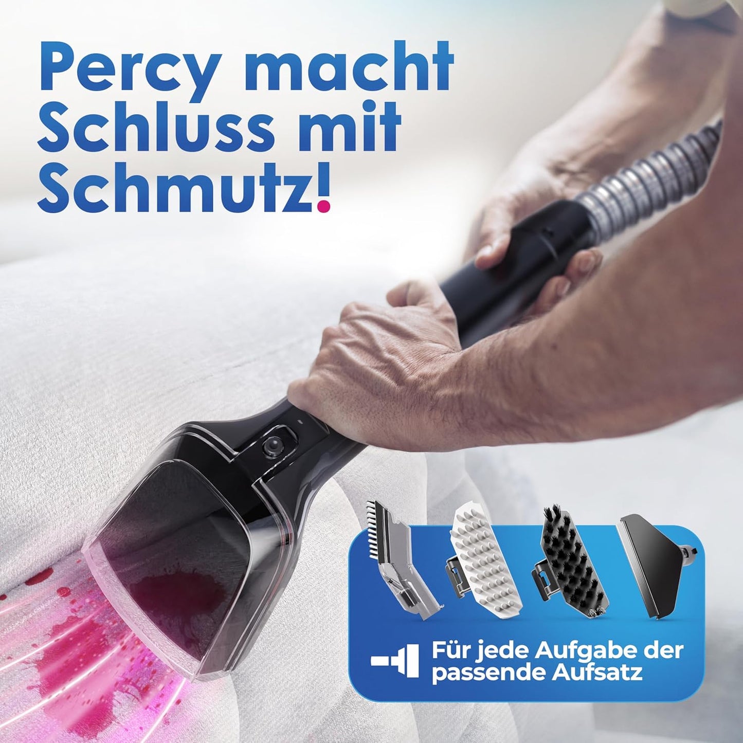 Nass-Trockensauger mit 4 Adaptern, Percy - Blau