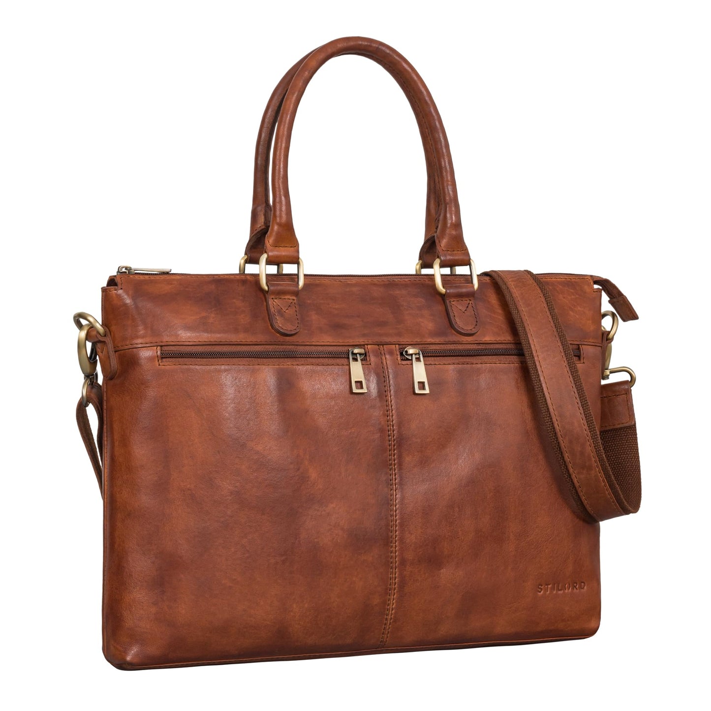 Business Vintage Laptoptasche Bailey, L Brandy - Cognac