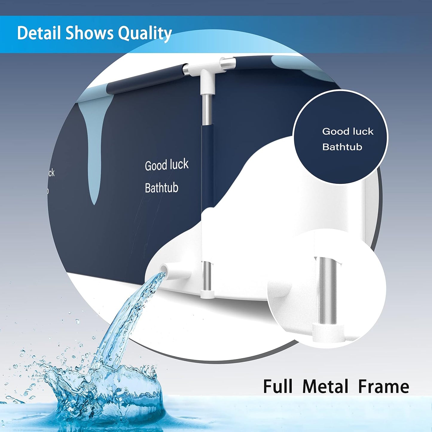 Faltbare Badewanne (140cm), Milch Stil mit Metallrahmen