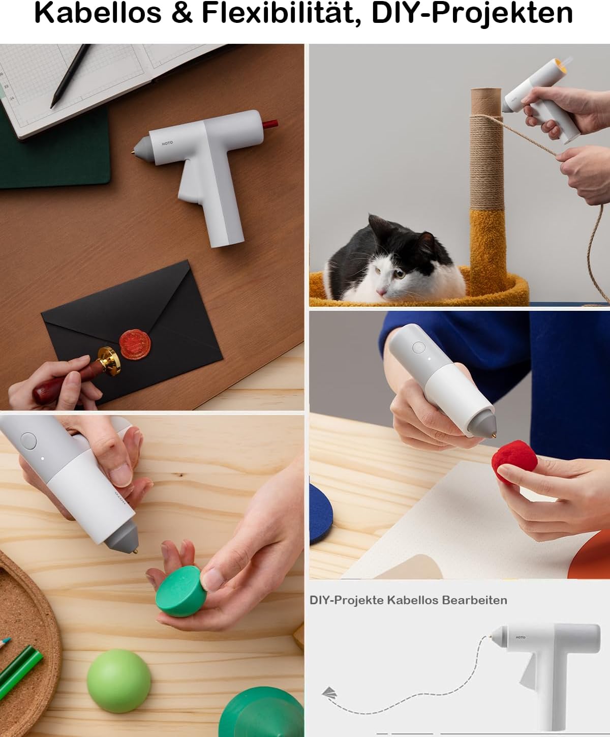 Akku-Heissklebepistole mit 10 Klebesticks
