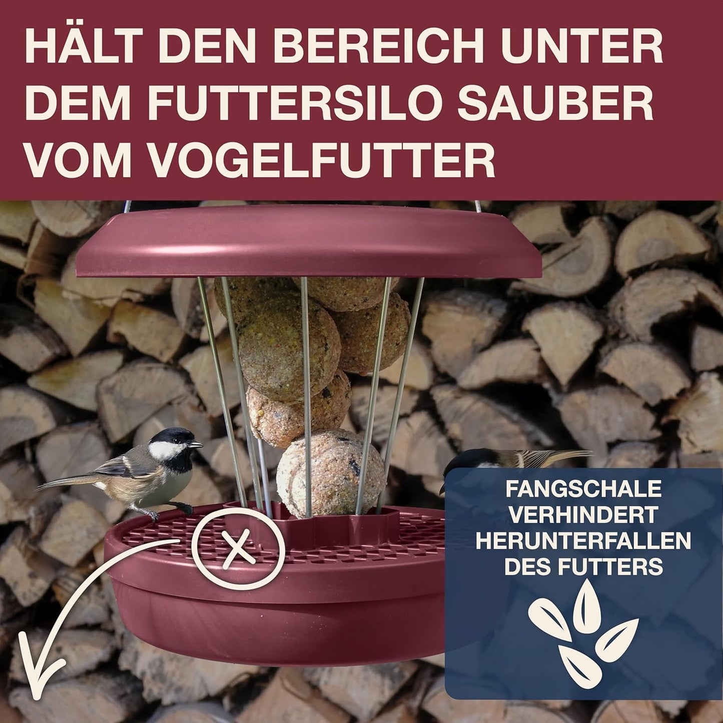 Vogel-Futtersilo Lucerne SMART BIRDS, Burgund Lucerne