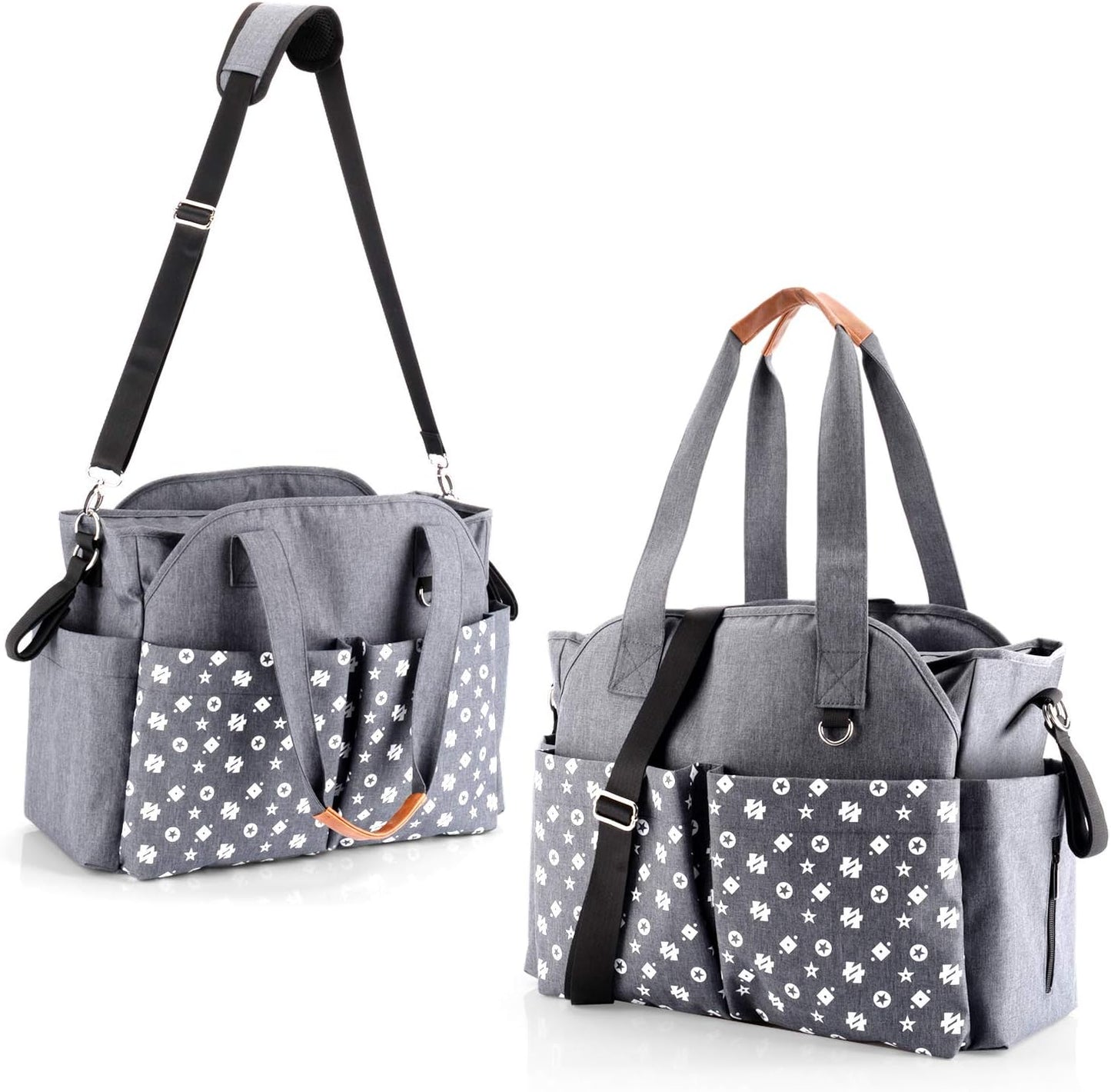 Reise-Wickeltasche mit Kinderwagenriemen (12 Taschen), Dunkelgrau