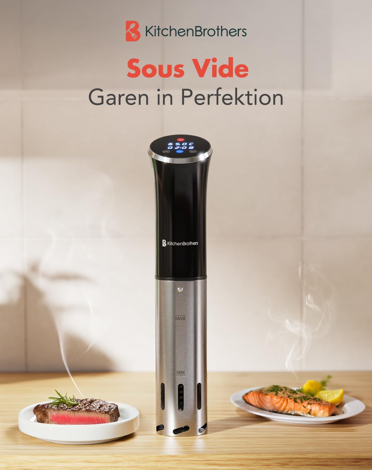 Sous Vide Stick Garer mit Timerfunktion, Schwarz Ohne Zubehör
