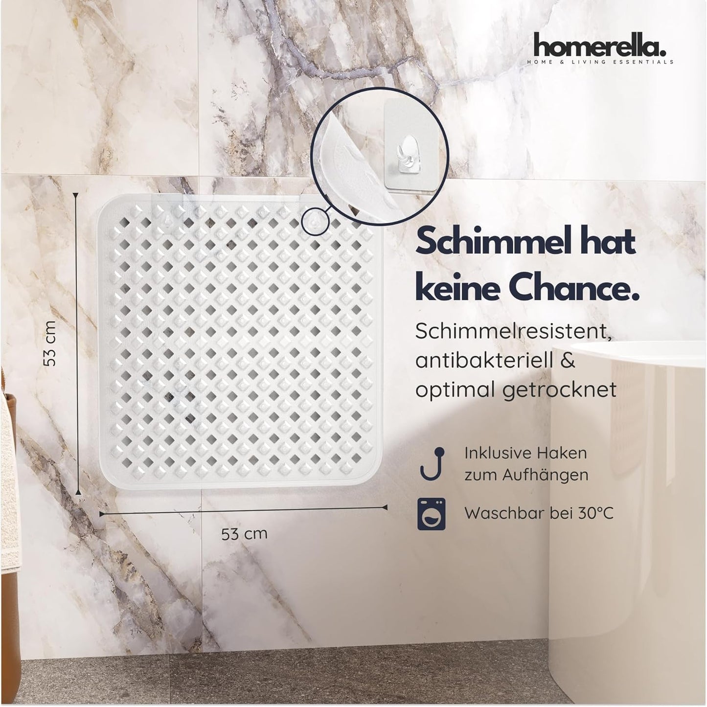 Rutschfeste Duschmatte, Transparent
