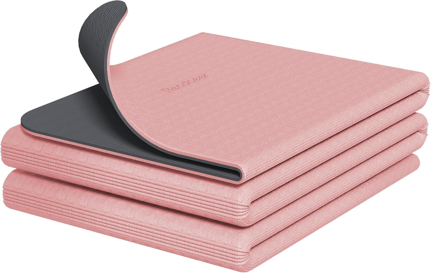 Faltbare Yogamatte mit Tragetasche, Pink + Grau