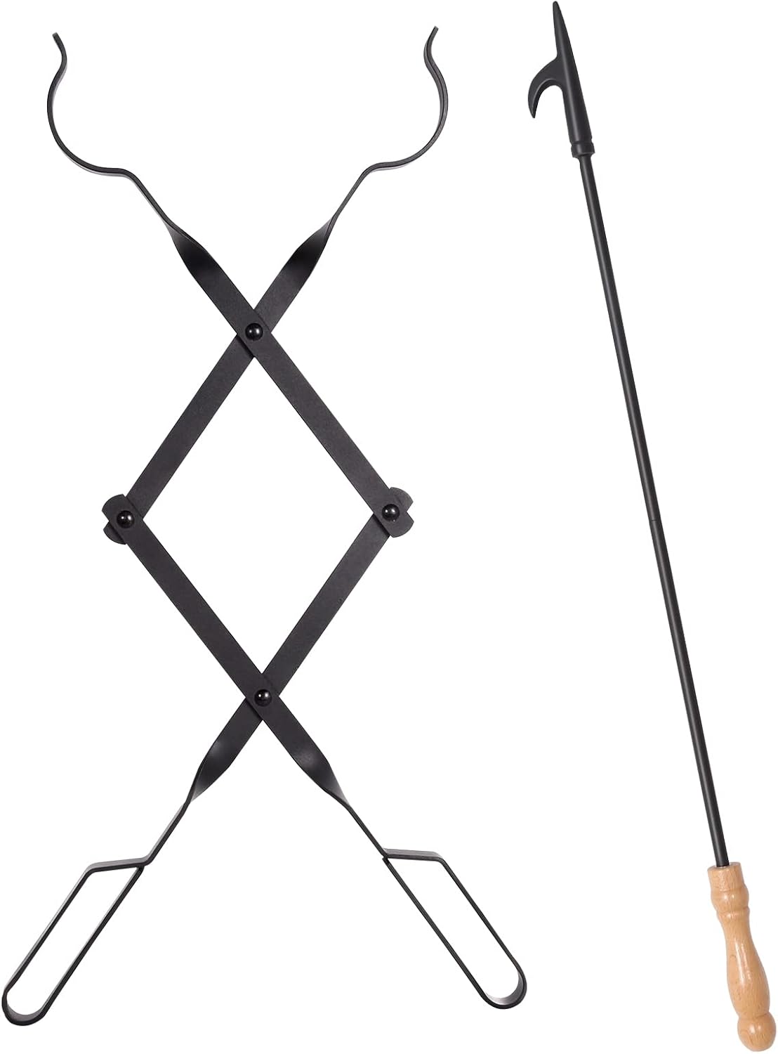 2-teiliges Kaminbesteck, 2pcs Haken+zange