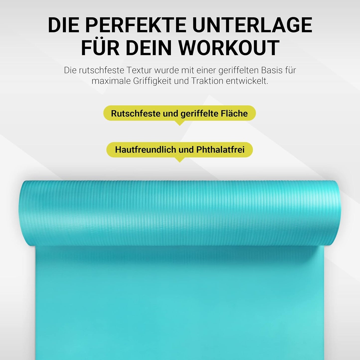 Gymnastik- & Yogamatte mit Übungsposter (183 x 61 x 1 cm), Türkis 183 x 61 x 1 cm