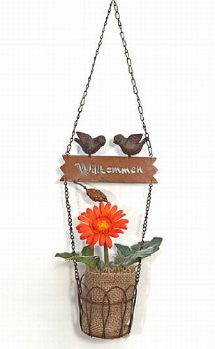 Blumenampel mit Vögel