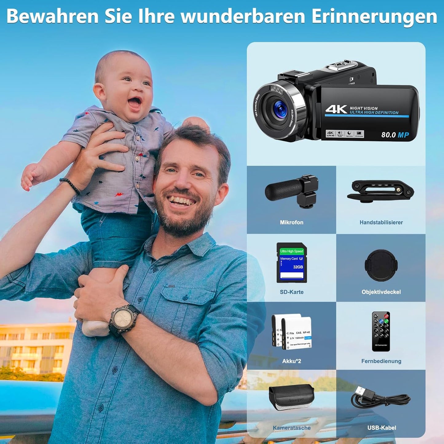 4K Camcorder, Schwarz
