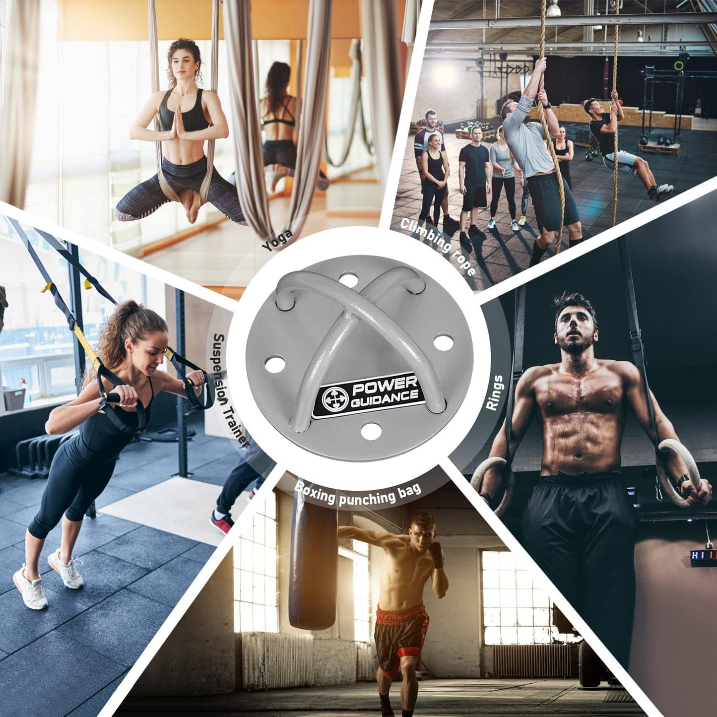 Wandhaken für Aufhängegurte & Gymnastikringe, Silber（1 Stück）
