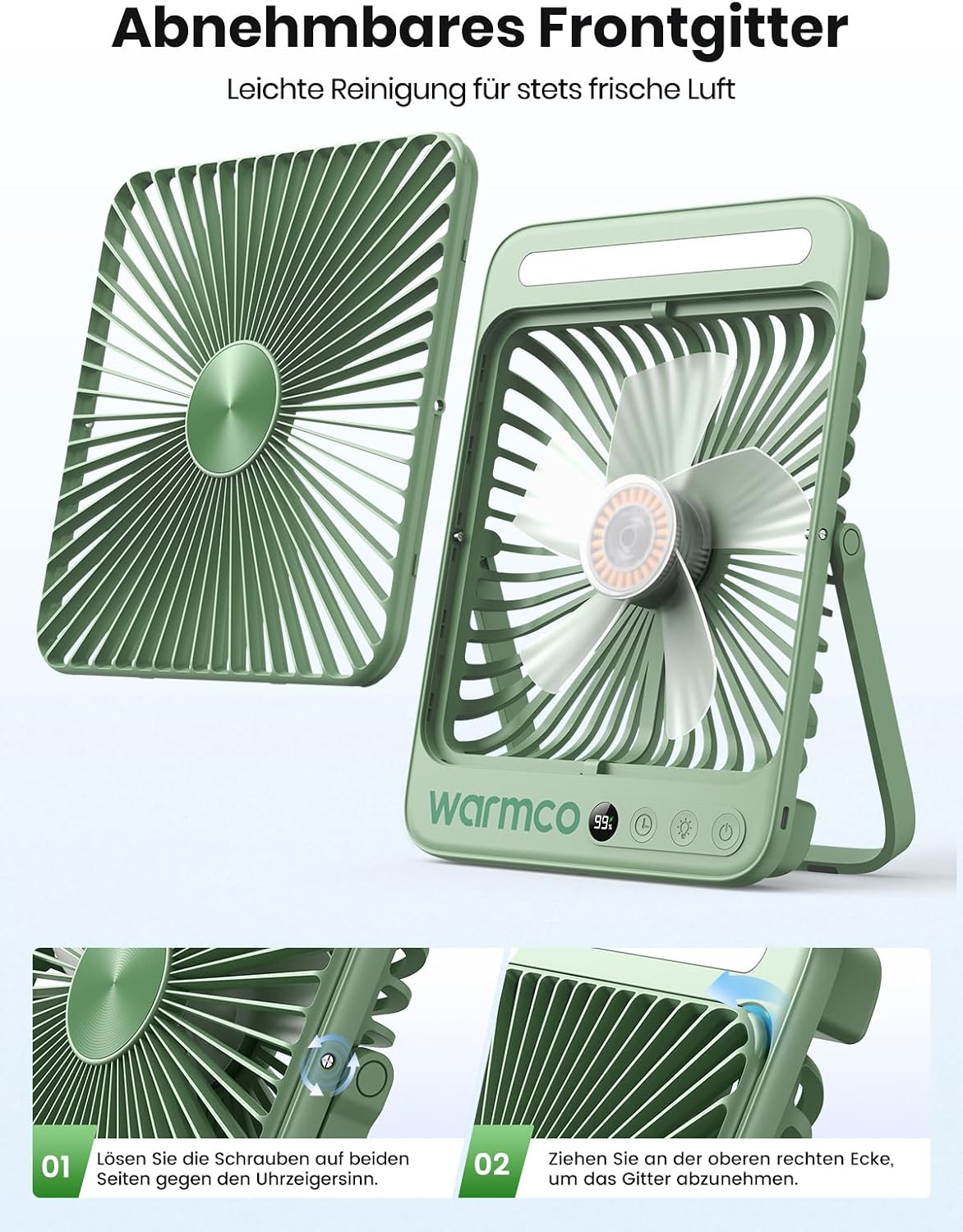 Camping-Ventilator, Grün 45W