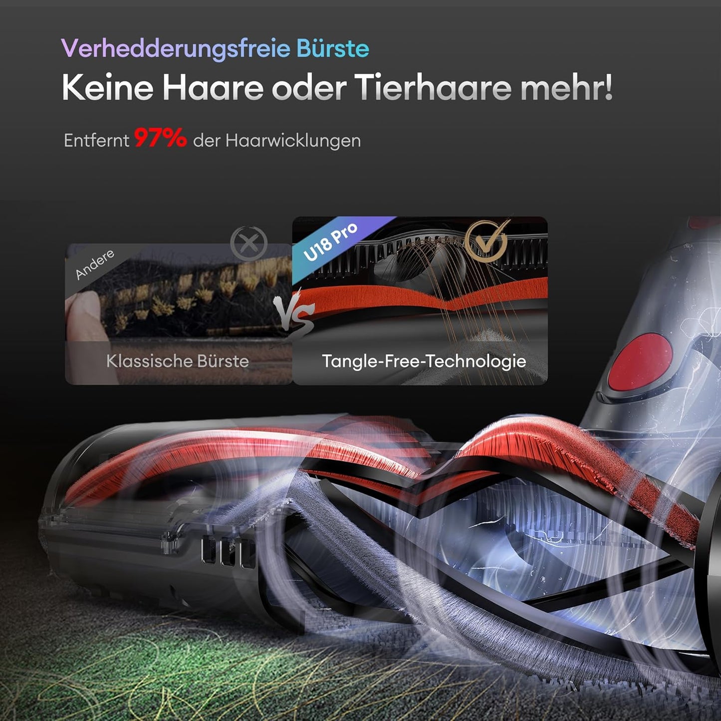 U18 Pro Akkustaubsauger mit Multi-Zyklon-Filtration, Rot