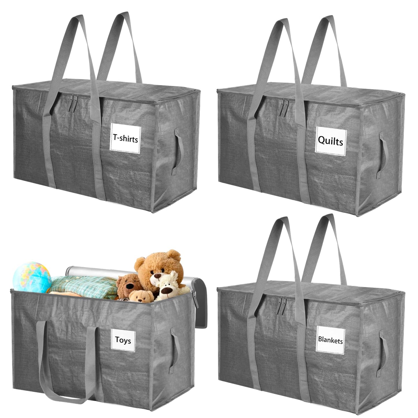 4er-Pack Aufbewahrungstaschen, 4-Pack (100 L) Hellgrau