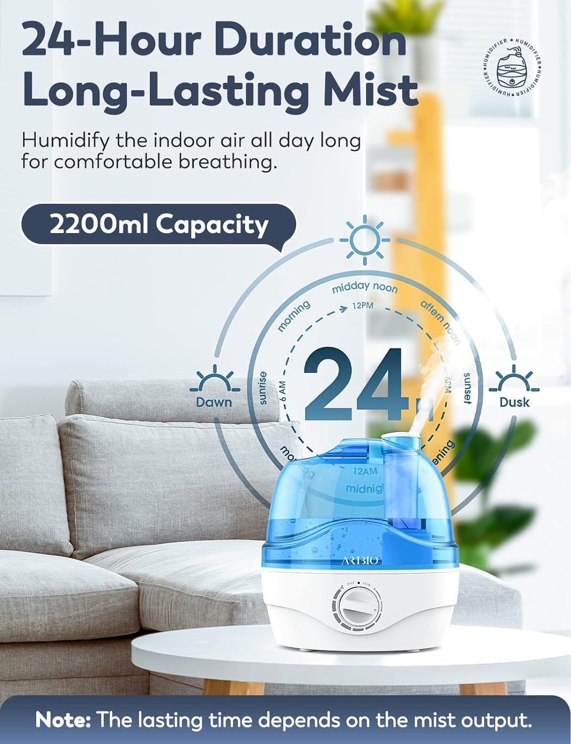 Luftbefeuchter mit 360° Düse, 2.2L