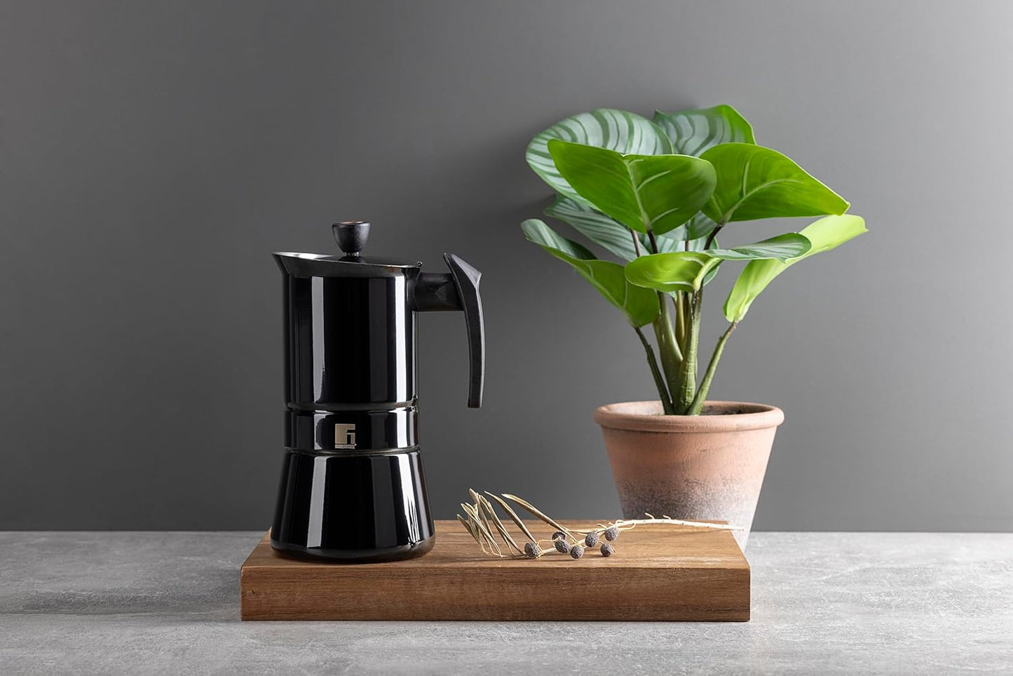 Edelstahl-Kaffeemaschine für 6 Tassen, Schwarz/Kupfer 6 Tassen