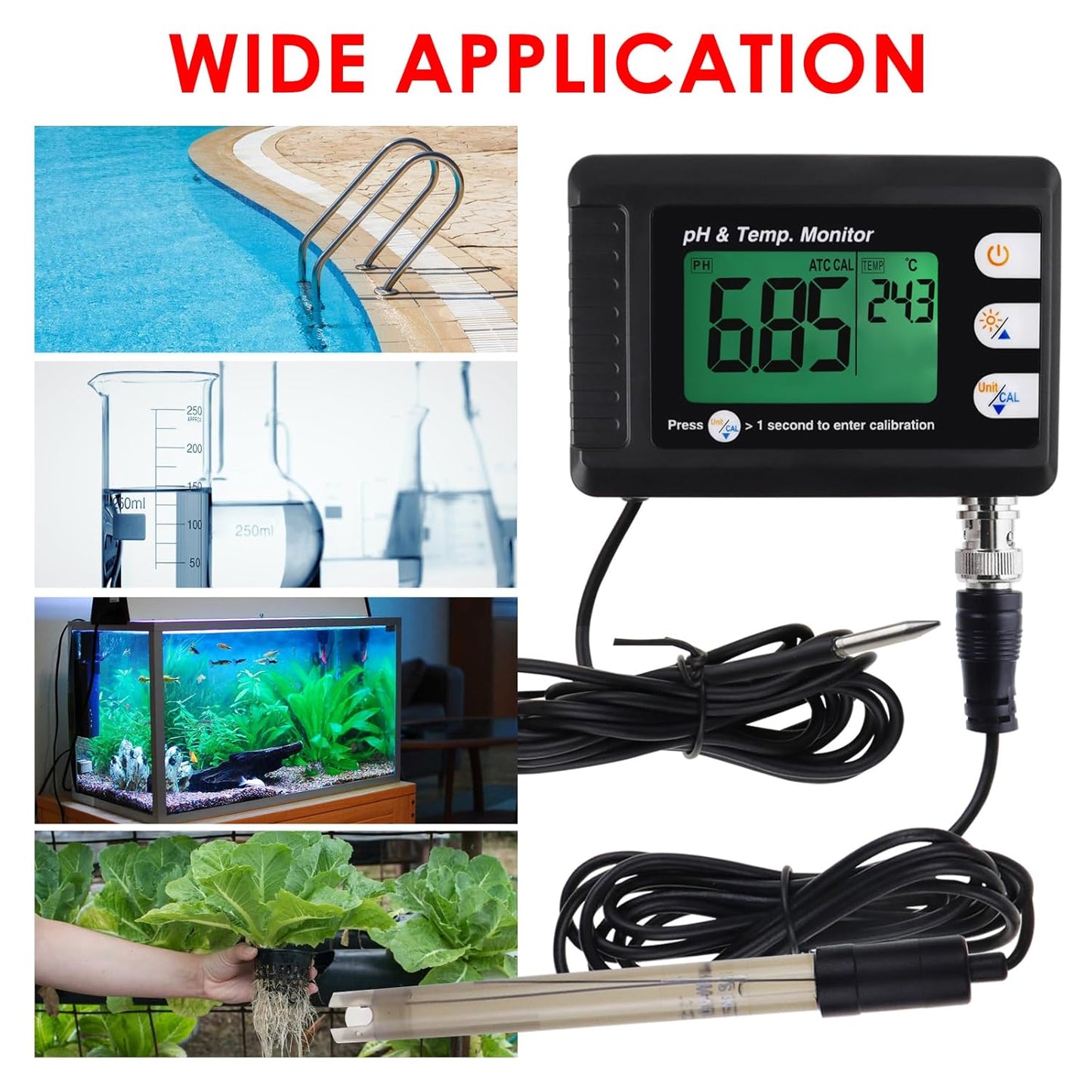 pH & Temperatur-Monitor mit ATC und Auto-Kalibrierung, Ph & Temp Monitor
