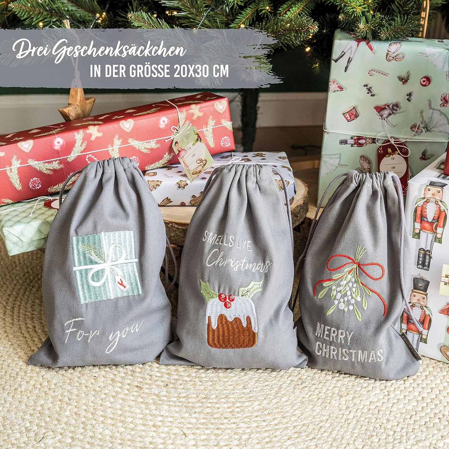 3-teiliges Geschenkverpackung-Set, 20 x 30 cm - Grau - Set 11 - 3 St.