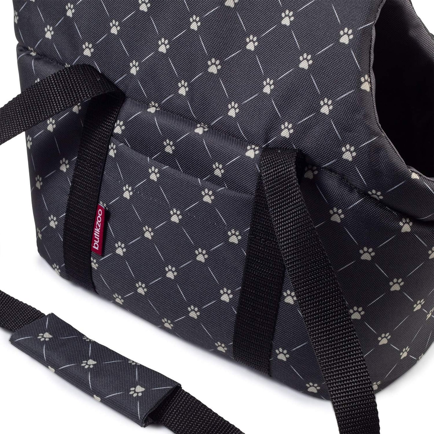 Tragetasche für Haustiere bis 3 kg, L 26 x B 16 x H 25 cm, Schwarz / Muster: Pfoten