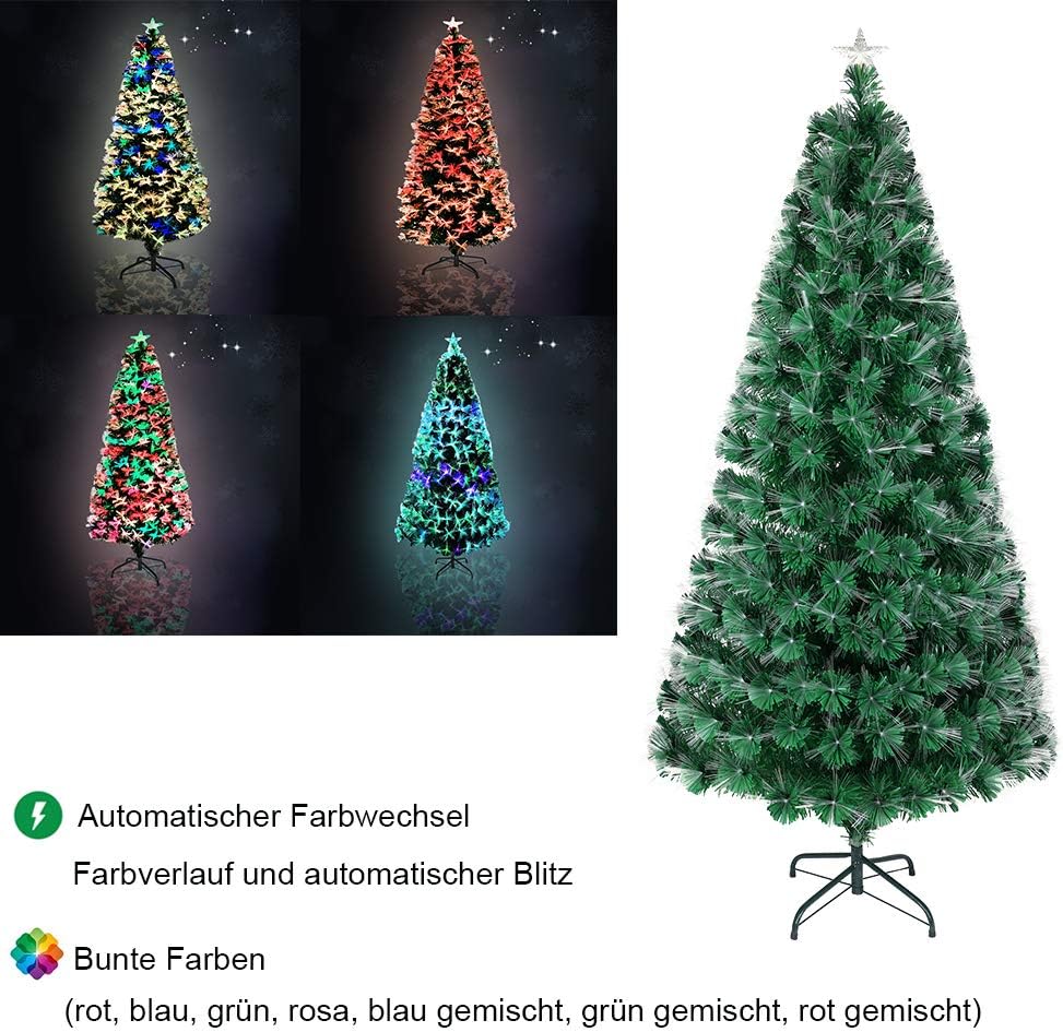 Künstlicher Weihnachtsbaum mit 260 LEDs, 210cm, Led Glasfaser Weihnachtsbaum