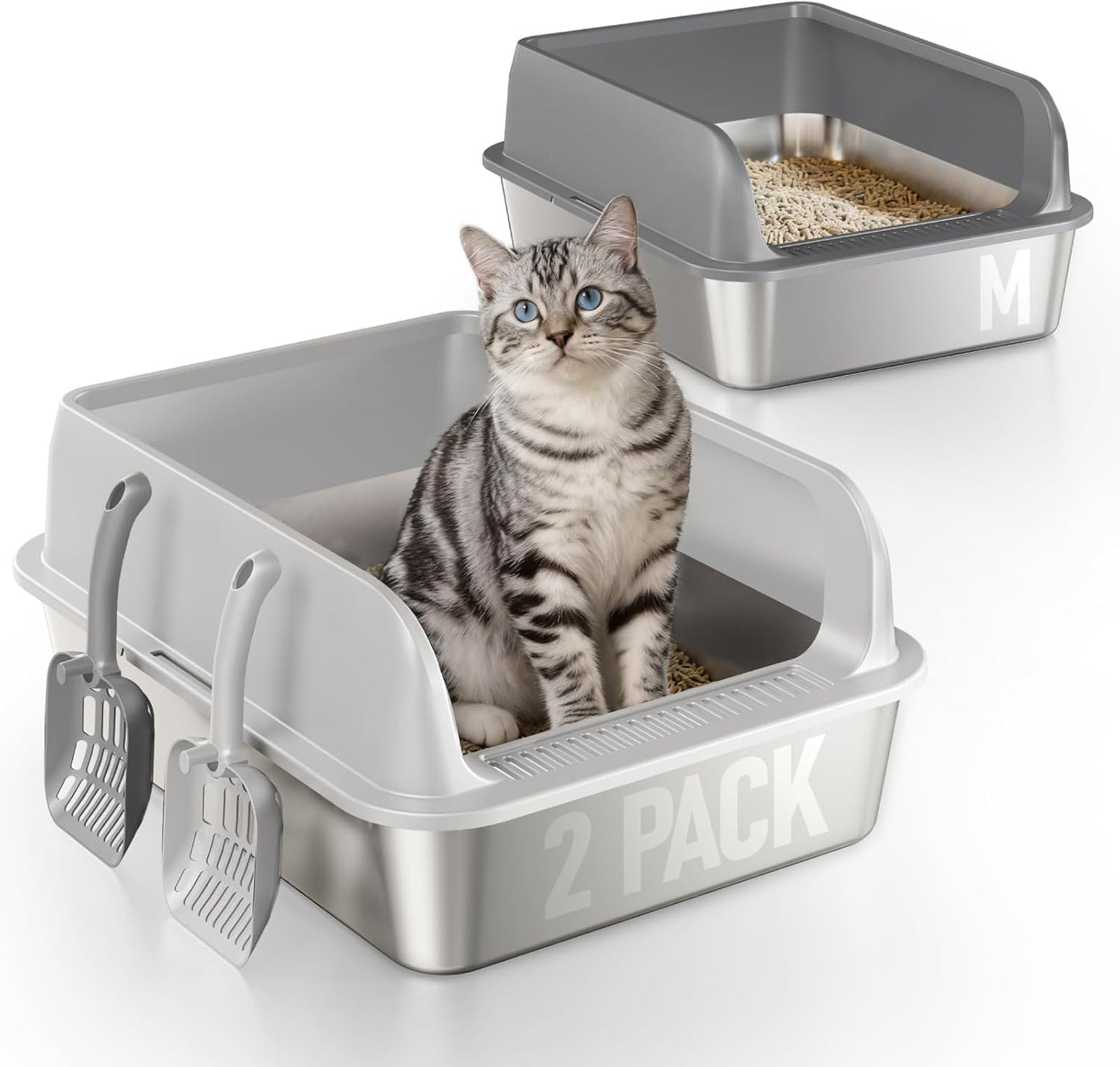 2er-Set Katzentoilette mit Schaufel, M-50x35x20cm