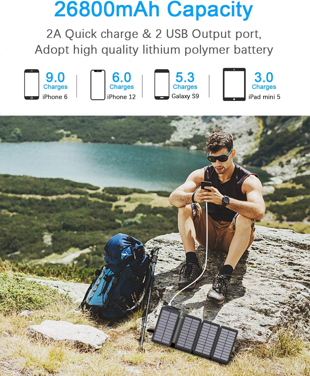 Solar Powerbank, schwarz