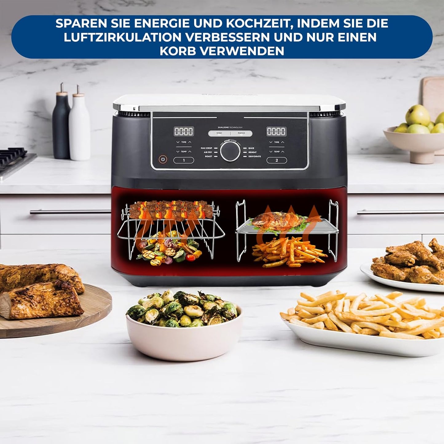 Grillrost-Set für Ninja Foodi Dual Zone, 9,5l Af400eu Grillrost