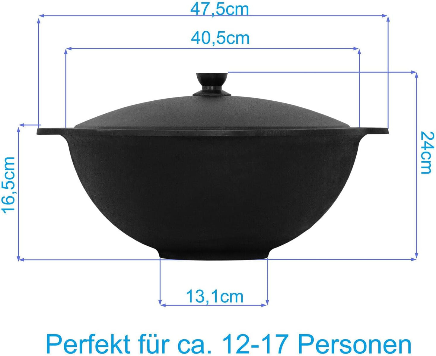 Gusseisen-Kazan mit Schaumkelle und Deckel, 12 L