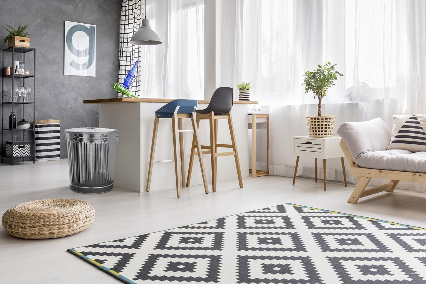 Metalleimer im Retrodesign mit Deckel (62L + 30 Müllbeutel), 1 Mülleimer 62L + 30 Müllbeutel