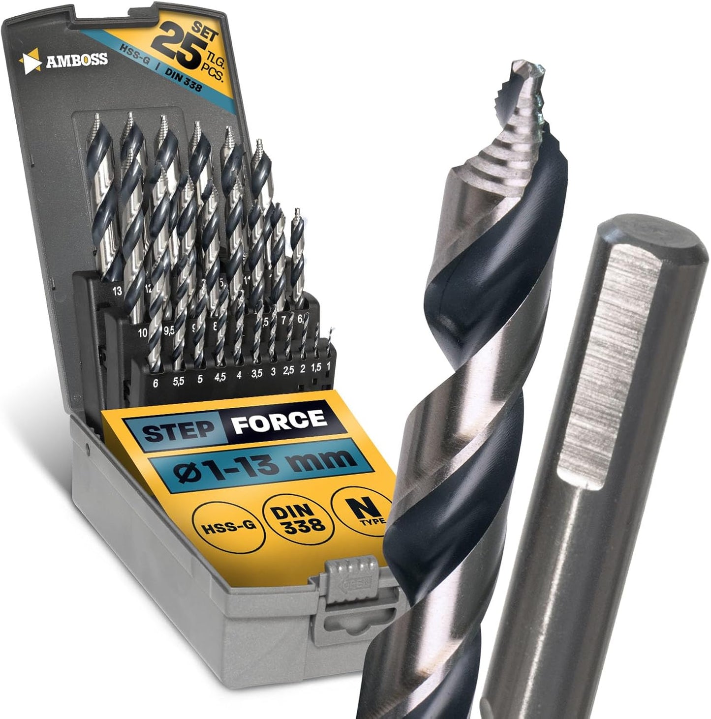 25-teiliges Spiralbohrer Set, Metall HSS-G / 1x Set HSS-G 25tlg. (Ø1-13)