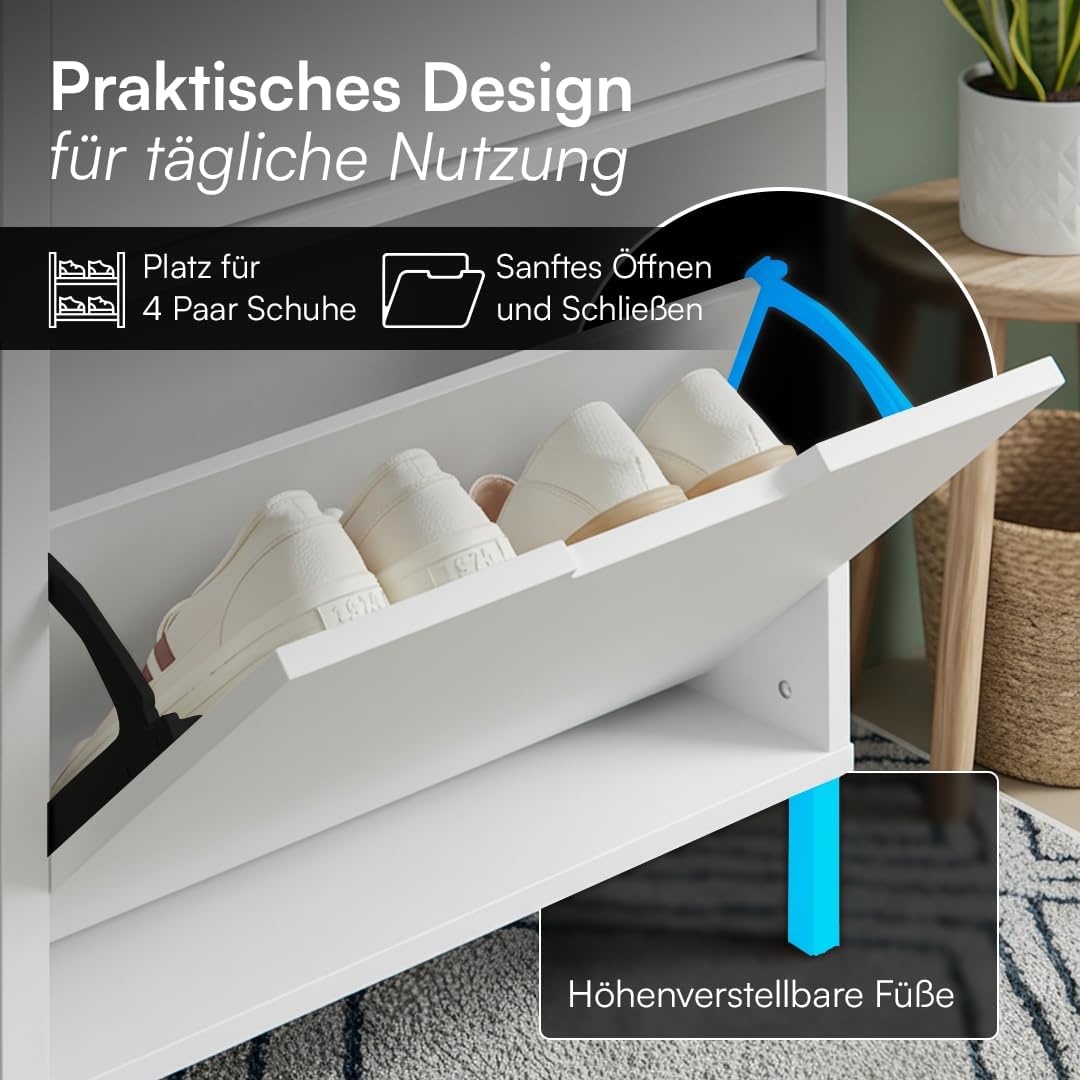 Schuhkipper mit 2 Klappen, Weiß 2 Klappen