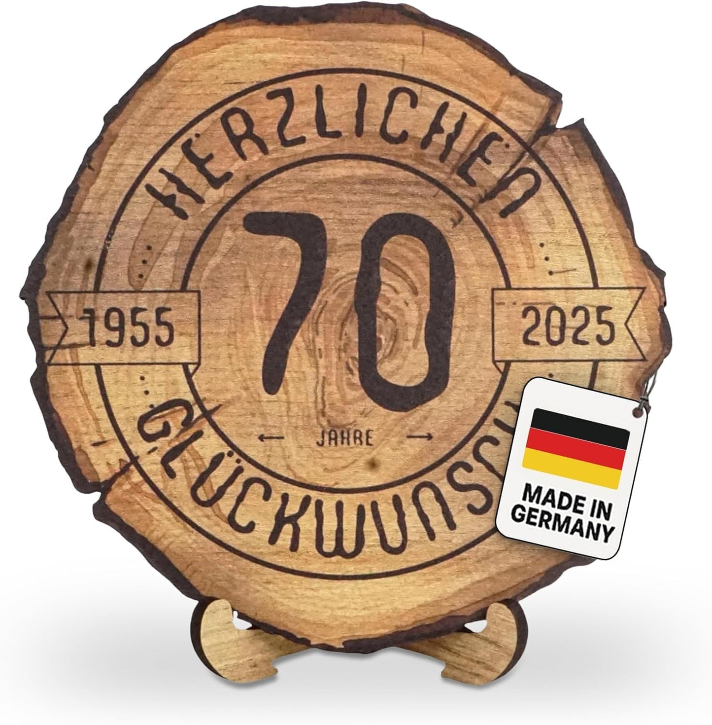 Baumscheibe mit Gravur zum 70. Geburtstag, 70 Jahre XL 30cm