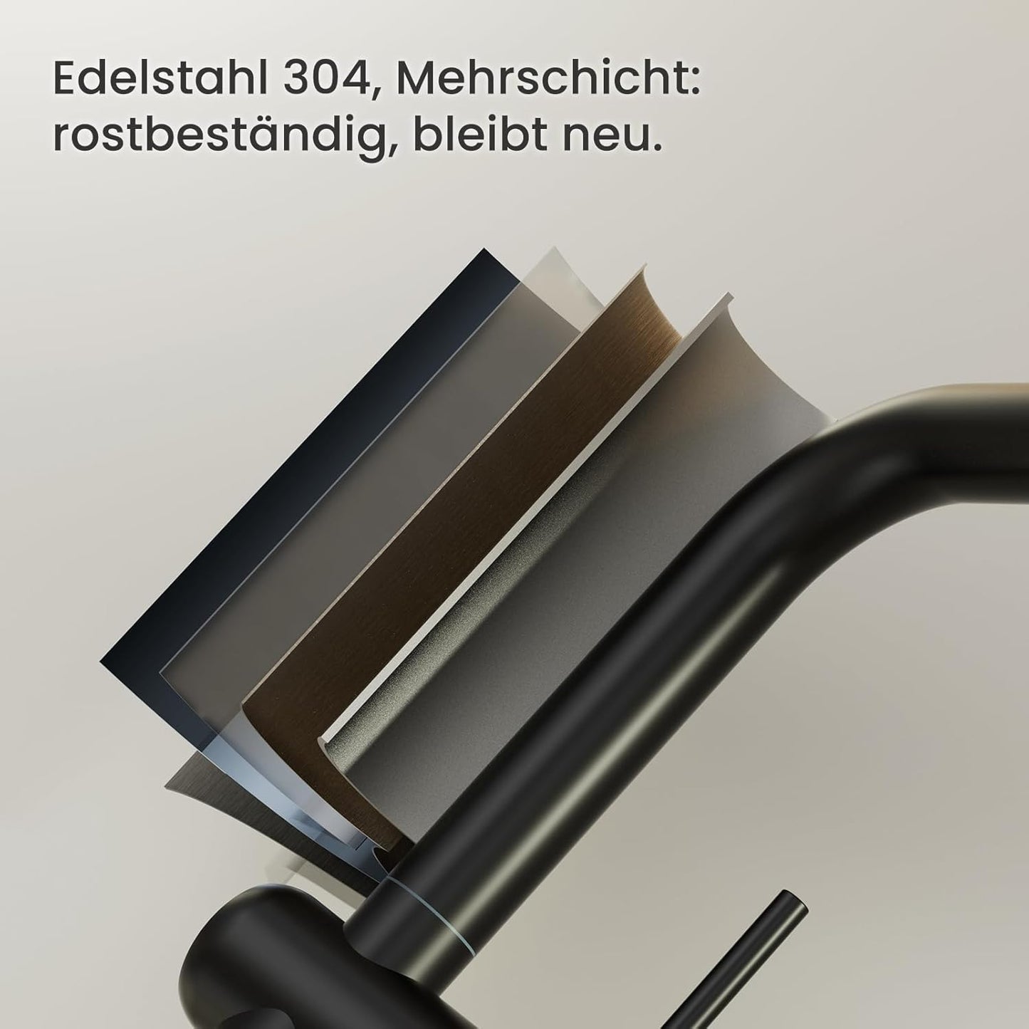 Ausziehbare Küchenarmatur mit Brause, 360° schwenkbar, 7-förmig Schwarz
