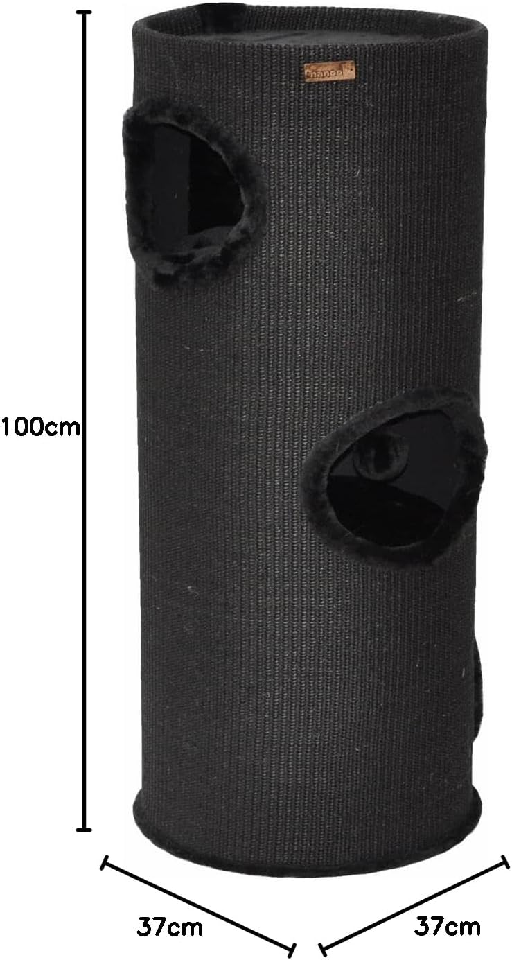 Kratztonne Oskar mit 3 Höhlen und Spielball, 100 x 37 cm schwarz