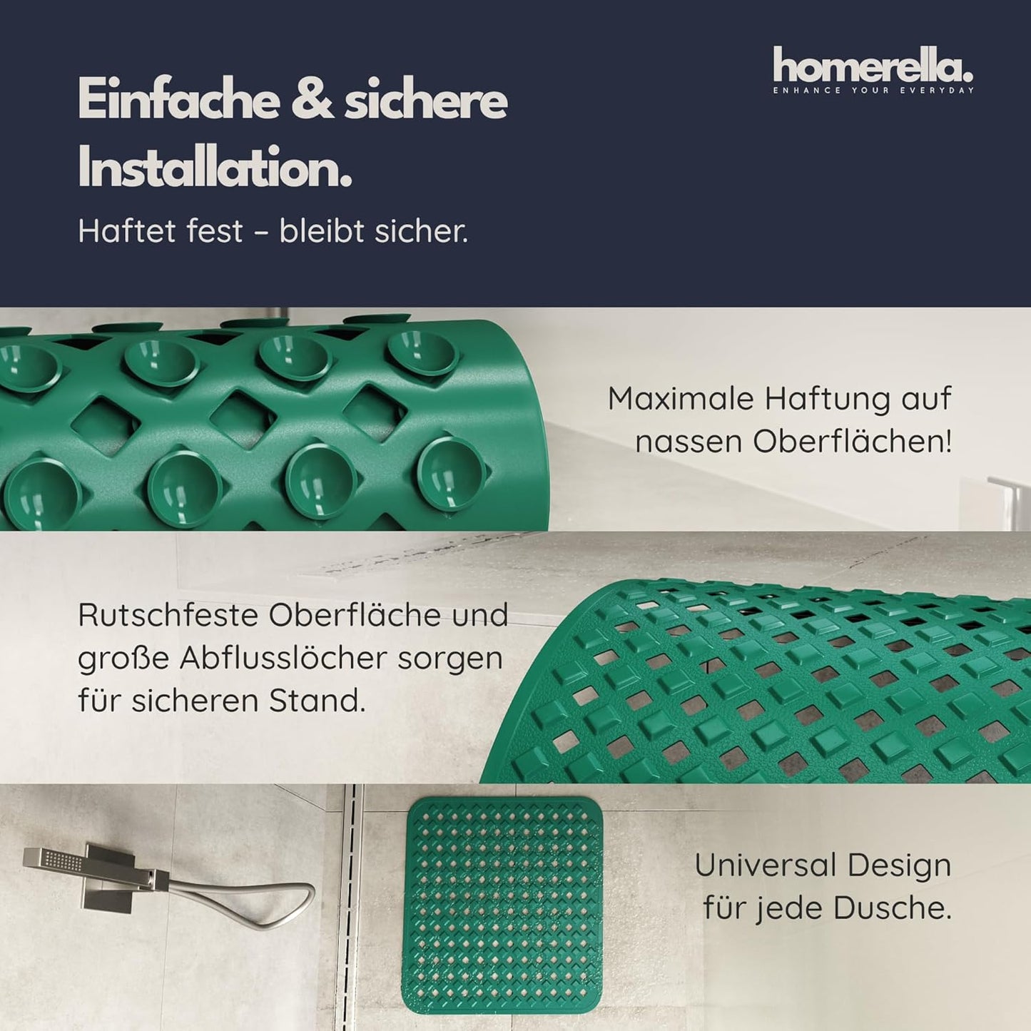 Duschmatte mit Aufhängung, Grün